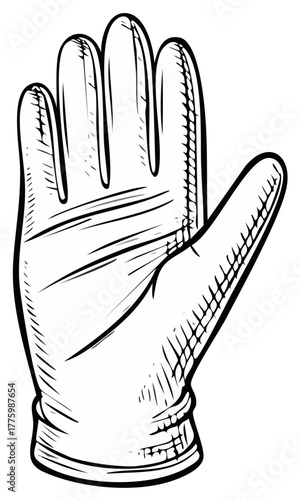 Hand gesture sketch in black and white, hand drawn illustration, cartoonish design.