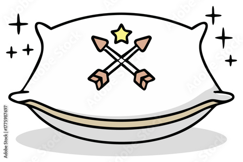 Decorative Pillow Design with Crossed Arrows and Star for Dreamy Sleep or Sweet Dreams