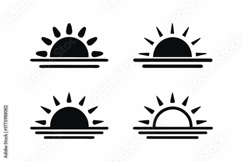 set of Sunrise or dawn icon, symbol of new beginnings, vector illustration