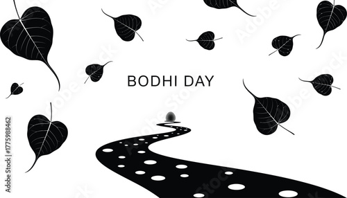 Bodhi day with falling bodhi leaves