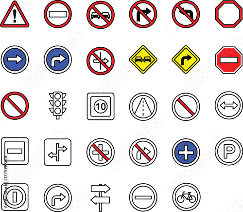 Collection of traffic signs and symbols