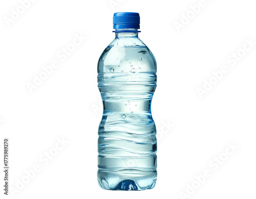  a bottle of water with no label or logo, isolated on a white background