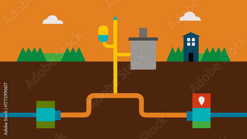 Underground utility mapping vector illustration 