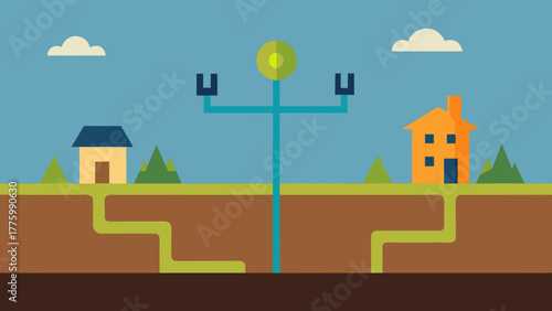 Underground utility mapping vector illustration 