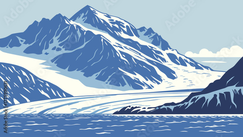 Majestic Glacier Vector Illustration with Deep Blue Ice 