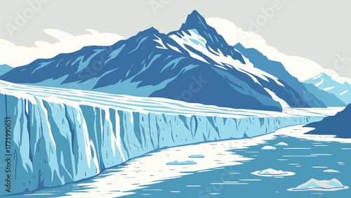 Majestic Glacier Vector Illustration with Deep Blue Ice 
