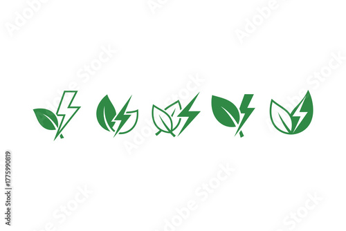 Green energy icons representing renewable power and sustainability.eps