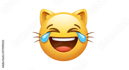 Crying laughing cat emoji expressing strong emotion and humor