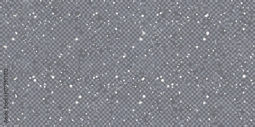 Realistic falling snow overlay with transparent background for winter and holiday designs