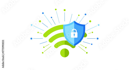 Secure your network with this modern WiFi security graphic, a vibrant symbol of trusted connectivity and digital protection for a safe online experience