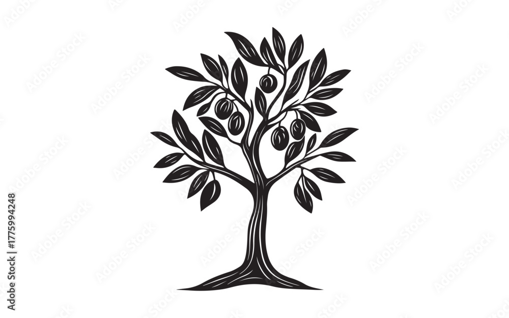 Obraz premium Botanical Leaf Branch Silhouette Illustration for Nature and Design Art