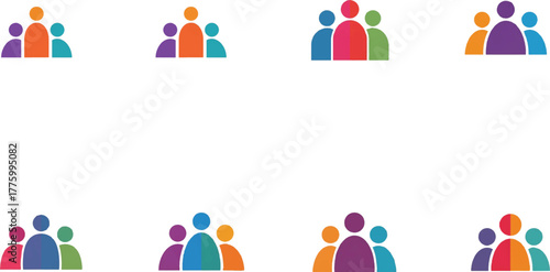 Diverse group figures colorful abstract icons people icons