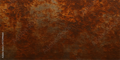 Old rusty metal wall surface with a dirty brown grunge texture and aged metallic corrosion pattern backdrop