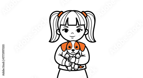 Joyful girl holding a small, cute puppy, pure love and friendship connection