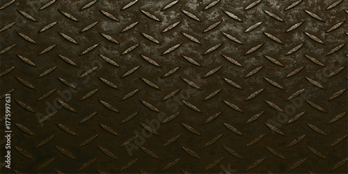 Seamless, rough, rusty industrial iron plate texture for a metallic silver floor pattern