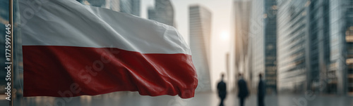 Polish Flag Over Cityscape:...