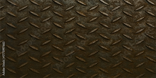 Seamless texture of rusty, rough gray metal plate with an industrial iron surface pattern