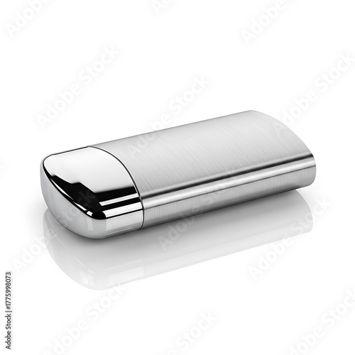 Elegant Silver Metal USB Drive Data Storage Device Secure Portable Technology Isolated on White