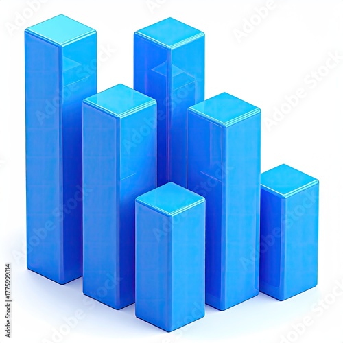 Free Download Blue glossy 3D bar chart isolated on white - GFXLoad