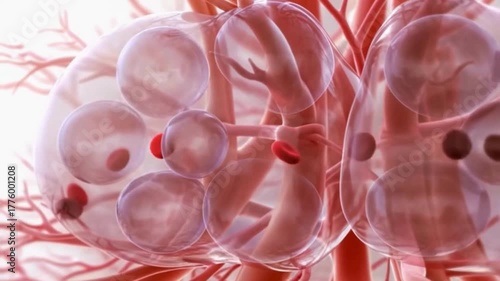  Alveoli in Lungs 3D Illustration | Respiratory System Anatomy | Pulmonary Alveolar Sacs