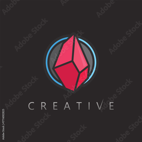Elegant Crystal Gemstone Vector Logo for Luxury Boutique and Fashion Jewelry Company