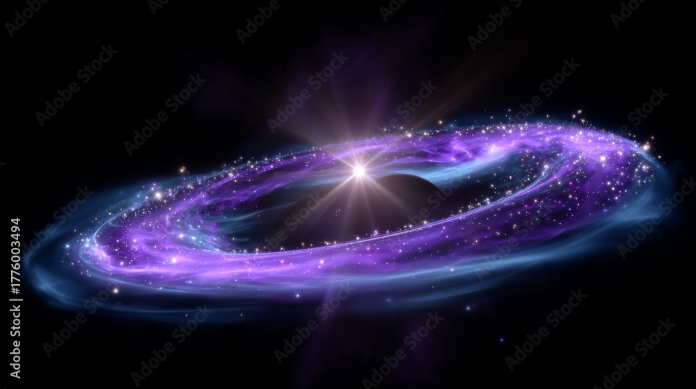 Obraz premium Black hole visualization with light bending and cosmic phenomena