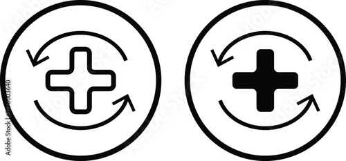 Health recovery icon set. Logo symbol for web and mobile, Medical and Healthcare sign, representing patient recovery,