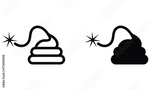 Shitbomb icon shit with burning cord vector illustration
