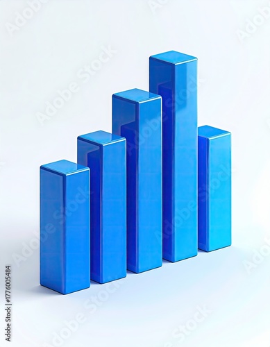 Free Download Blue bar graph ascends. 3D render on white. Crisp detail - GFXLoad