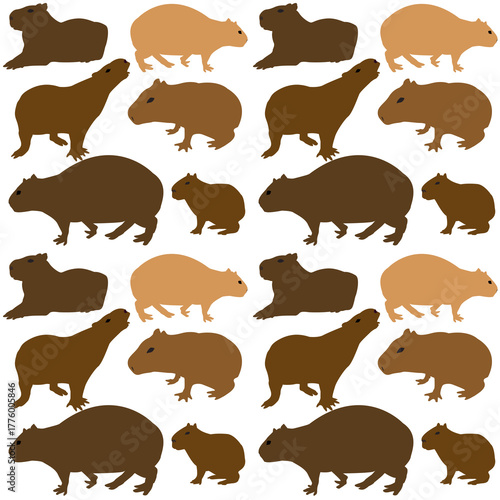 Capybara pattern on white background