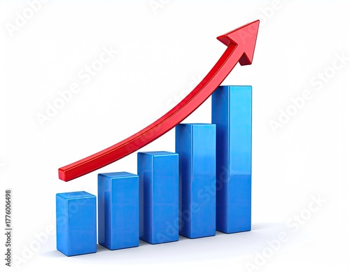 Free Download Rising blue bar chart with an upward red arrow - GFXLoad