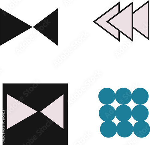 Media Player Controls and Grid Menu Icon Set (Vector) - Interface and Navigation Symbols