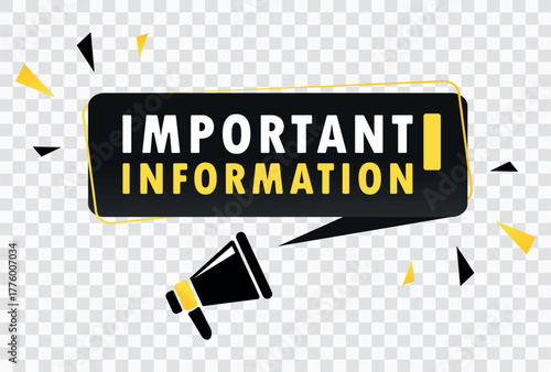 Urgent Announcement and Notification Banner Icon Vector, Megaphone Speech Bubble Communication Symbol