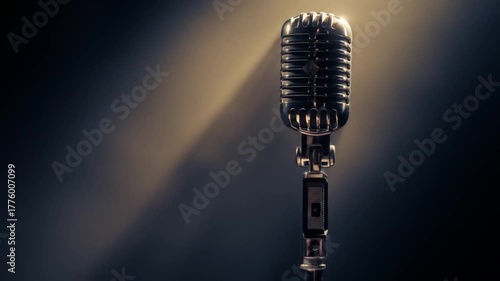 Vintage Microphone Spotlight: A Dramatic Close Up
