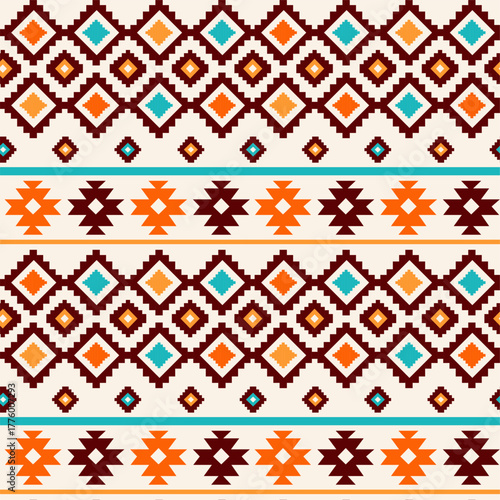 Native americans pattern. Geometric tribal elements, ethnic ornaments, mexican style, traditional indian motifs. Textile, wrapping paper, wallpaper. Print for fabric garish vector background