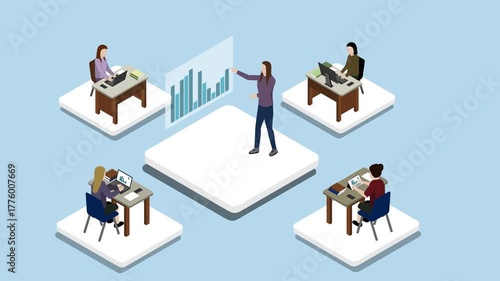 Isometric Businesswomen Online Meeting Animation Video 4K suitable for your project needs