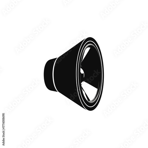 Black speaker icon on white background, audio sound concept.