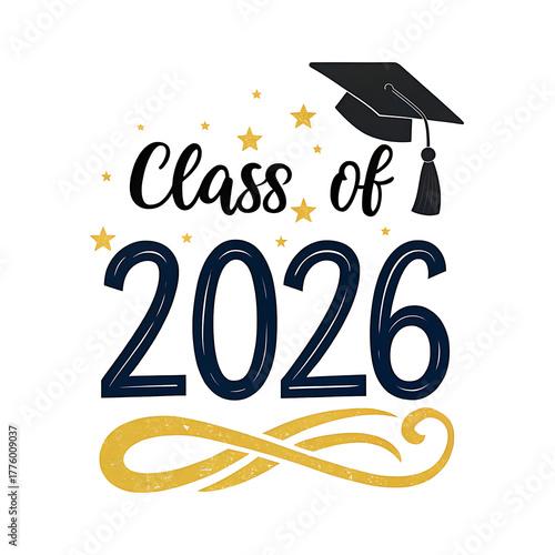 Class of 2026 graduation cap and stars design