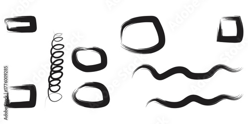 Abstract Brush Stroke Shapes and Lines – Modern Vector Ink Elements for Artistic Design