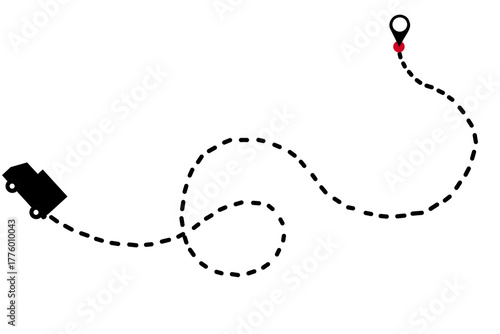 Box truck route with Location Pin