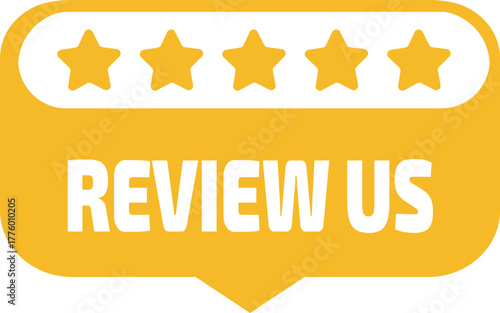 Five Star Review Us Call to Action Vector, Customer Feedback Rating and Quality Symbol