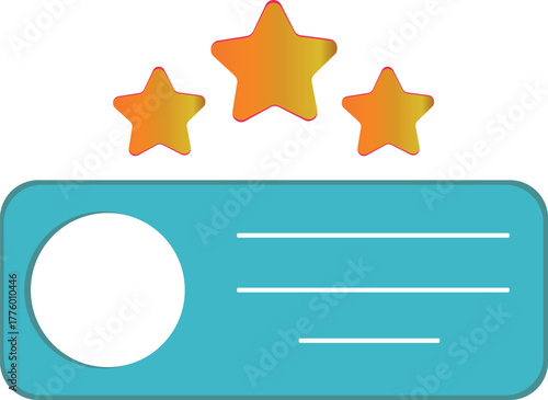 User Profile Card UI Element Vector, Star Rating and Placeholder Text Layout for Web Interface