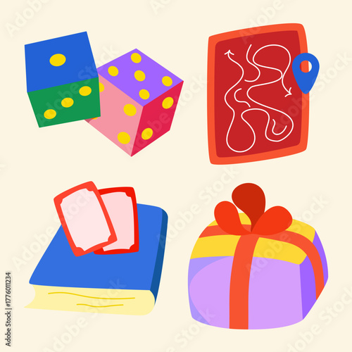 Game stationery icons and illustrations creative graphic elements ideal for web design, mobile apps, social media posts, and digital media projects.