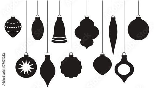 Collection of hanging christmas ornaments