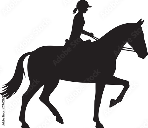 Female Equestrian Riding Horse Silhouette Vector