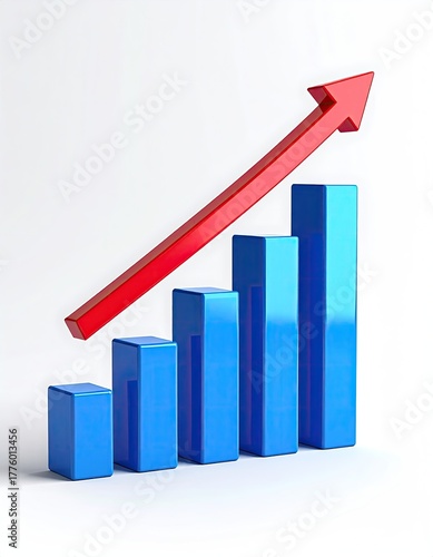 Ascending blue bar graph with red arrow pointing upwards Free Download Ascending blue bar graph with red arrow pointing upwards - GFXLoad