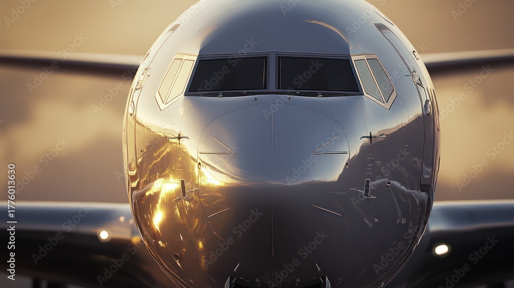 Fototapeta premium Modern airplane close up