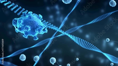  DNA and Cell Structure Art, Genetic Science Illustration, Molecular Biology Visualization