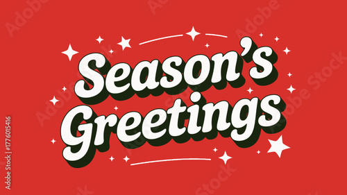 Retro season s greetings with stars on red background