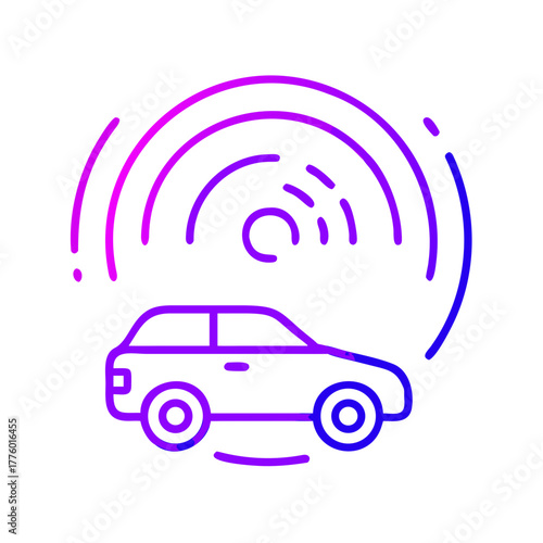 A car with radar detection technology displayed as vector art